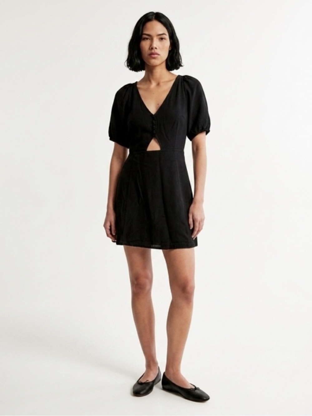 Abercrombie & Fitch Mini Dress, Puff Sleeve, Key Hole Cutout, Size Small